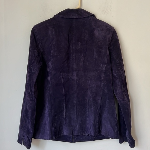 Style & Co Leather Jacket Womens Size Medium Purple Full‎ Zip + - Picture 4 of 6